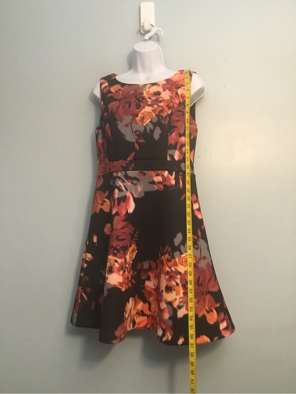 Cynthia Rowley Black Mini Dress with Orange, Yellow and Pink Floral Print